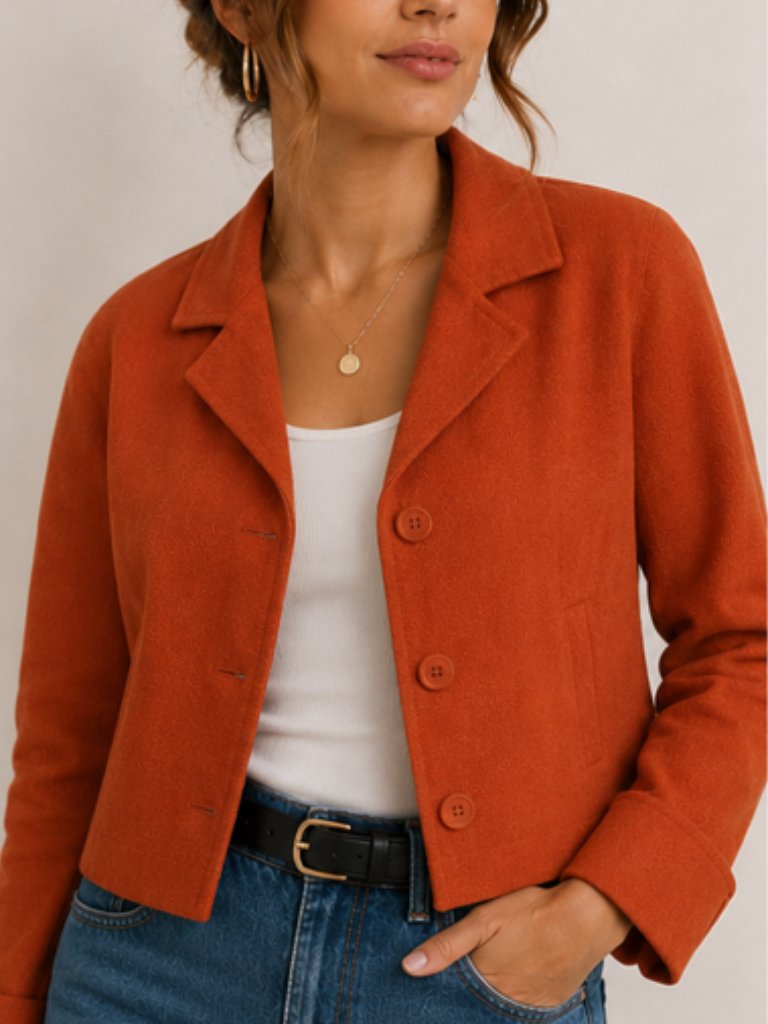 Cyrillus Burnt Orange Cropped Jacket Us 6